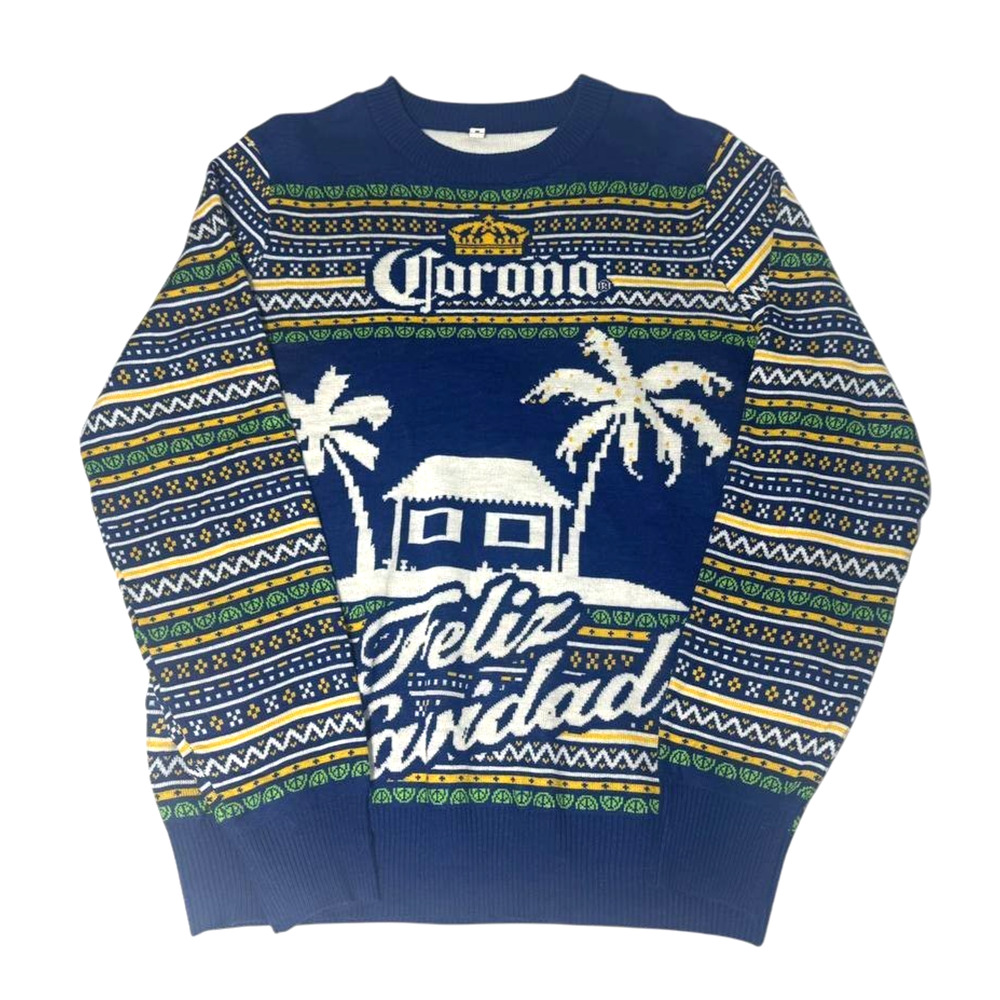 Corona Extra Navidad Sweater Mens XL Blue Ugly Christmas Knit Pullover